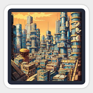 Futuristic vintage city Sticker